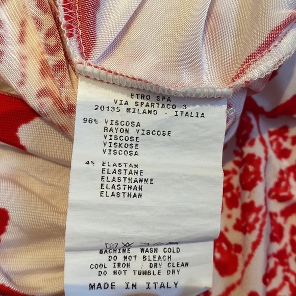 Etro red print jersey 3/4 sleeve dress size 6 - Picture 6 of 6